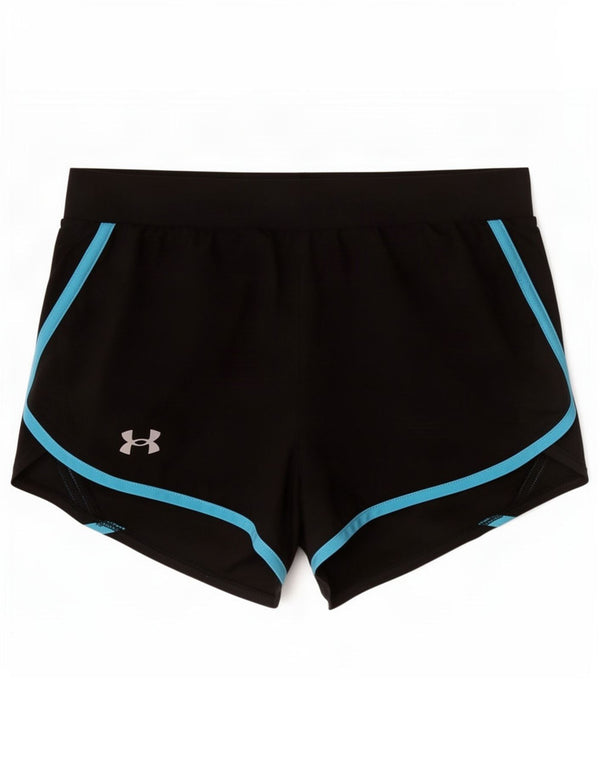 Under Armour Womens Heat Gear Sport Shorts UK 8 Small Black Colourblock