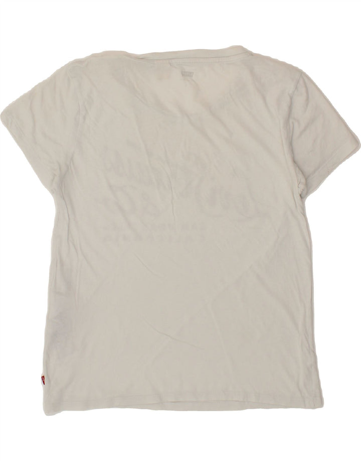 LEVI'S Womens Graphic T-Shirt Top UK 10 Small White Vintage Levi's and Second-Hand Levi's from Messina Hembry 