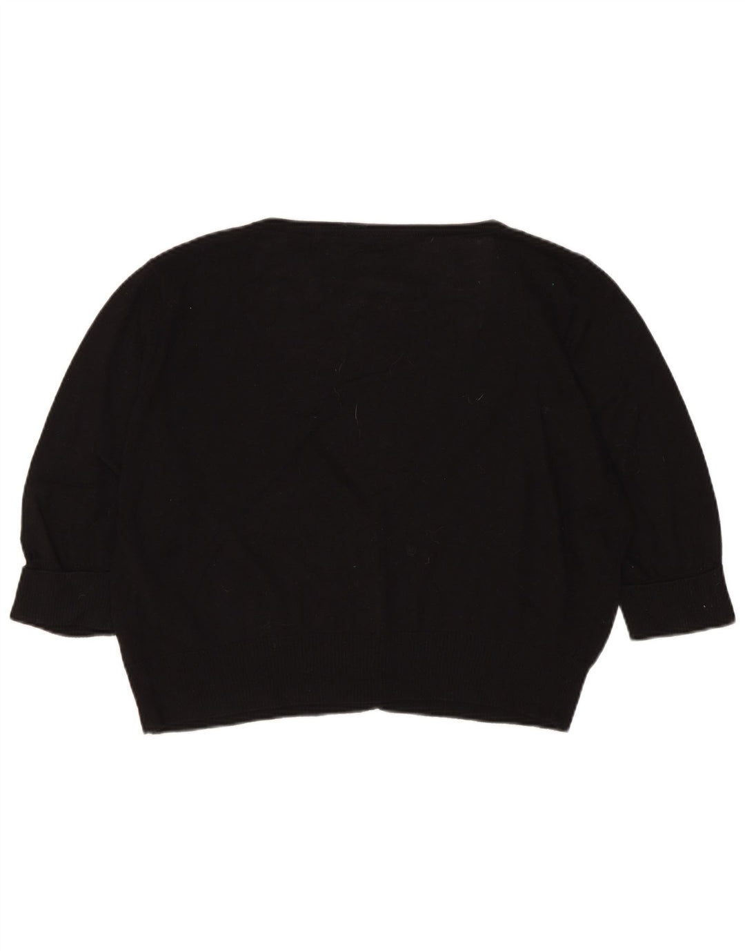 MARKS & SPENCER Womens Crop 3/4 Sleeve Cardigan Sweater UK 18 XL Black