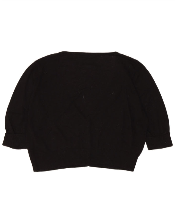MARKS & SPENCER Womens Crop 3/4 Sleeve Cardigan Sweater UK 18 XL Black