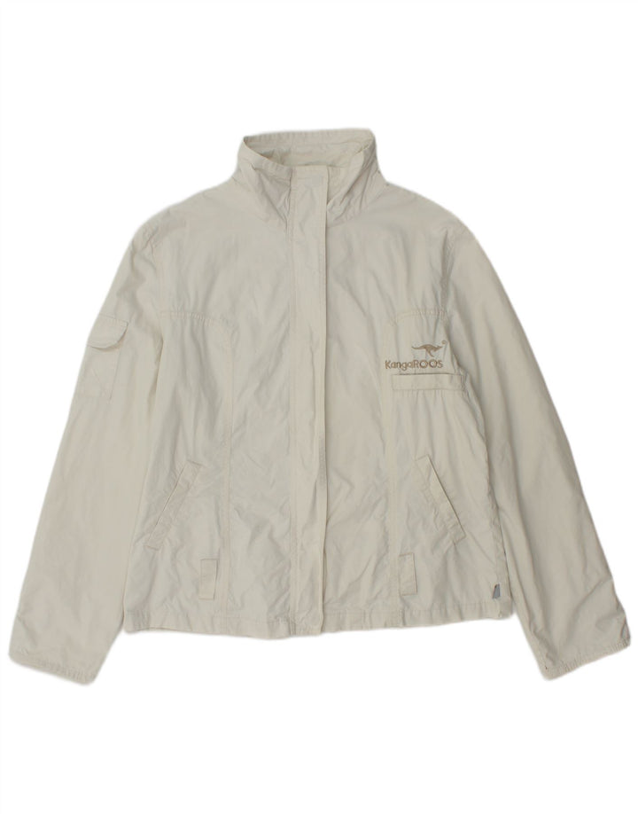 Kangaroos Womens Graphic Bomber Jacket UK 18 XL Off White Cotton