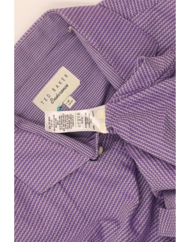 Ted Baker Mens Shirt Size 16 Large Purple Striped Cotton