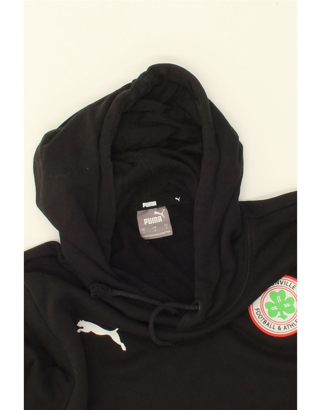 PUMA Mens Graphic Hoodie Jumper Small Black Cotton Vintage Puma and Second-Hand Puma from Messina Hembry 
