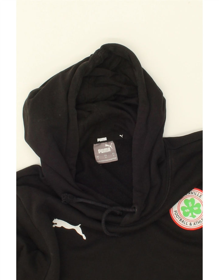 PUMA Mens Graphic Hoodie Jumper Small Black Cotton Vintage Puma and Second-Hand Puma from Messina Hembry 