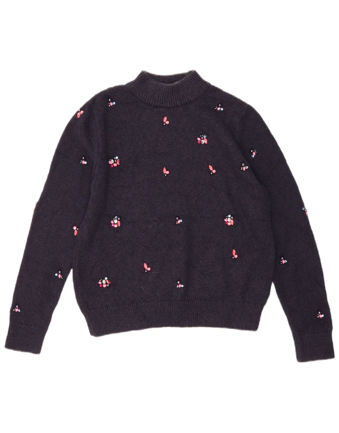 Marks & Spencer Womens Turtle Neck Jumper Sweater UK 10 Small Navy Blue