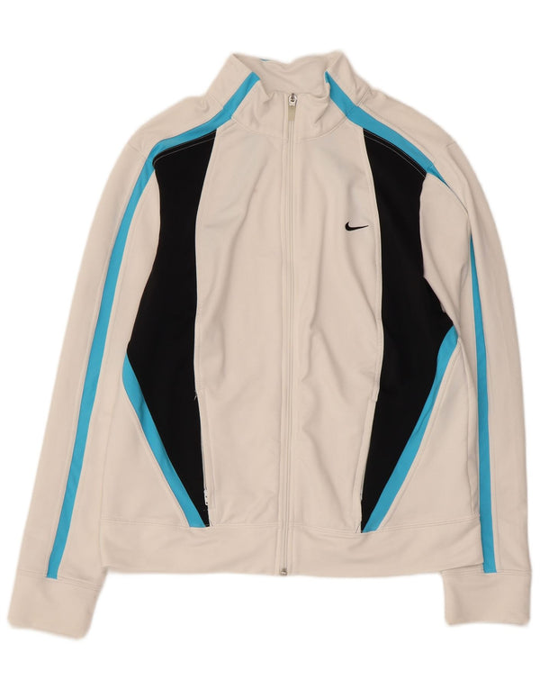 NIKE Womens Fit Dry Tracksuit Top Jacket US 12/14 Large White Colourblock