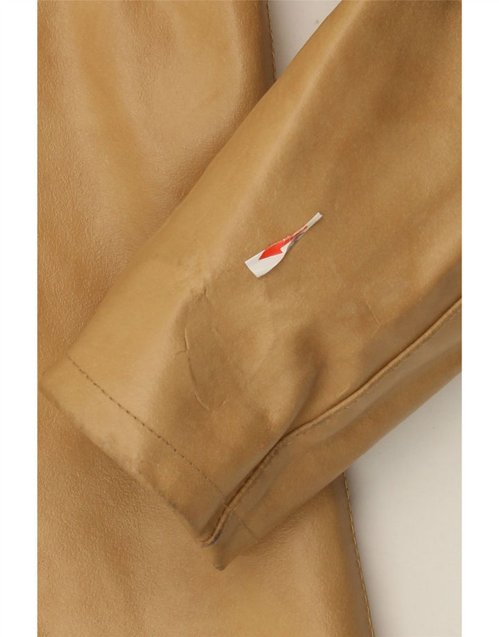 Vintage Womens Leather Jacket IT 44 Medium Beige Leather