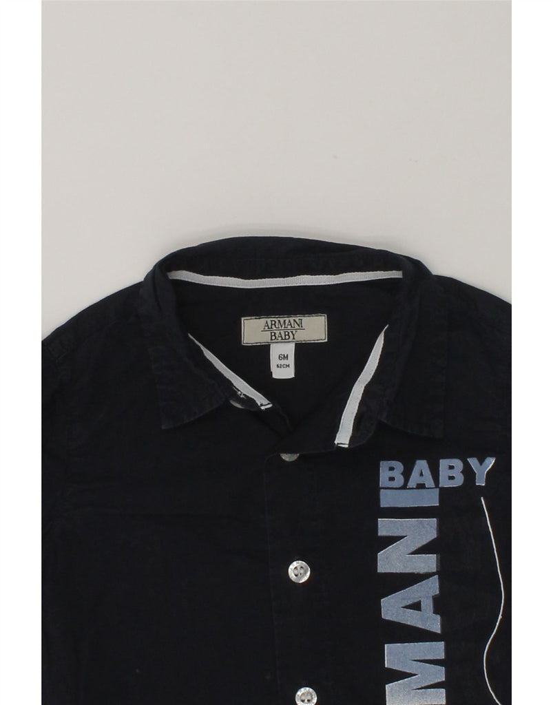 ARMANI BABY Baby Boys Graphic Shirt 3-6 Months Navy Blue Cotton | Vintage Armani Baby | Thrift | Second-Hand Armani Baby | Used Clothing | Messina Hembry 