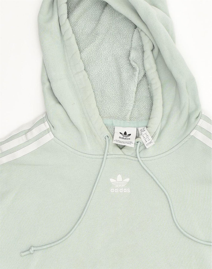 ADIDAS Womens Crop Hoodie Jumper UK 12 Medium Green Cotton | Vintage Adidas | Thrift | Second-Hand Adidas | Used Clothing | Messina Hembry 