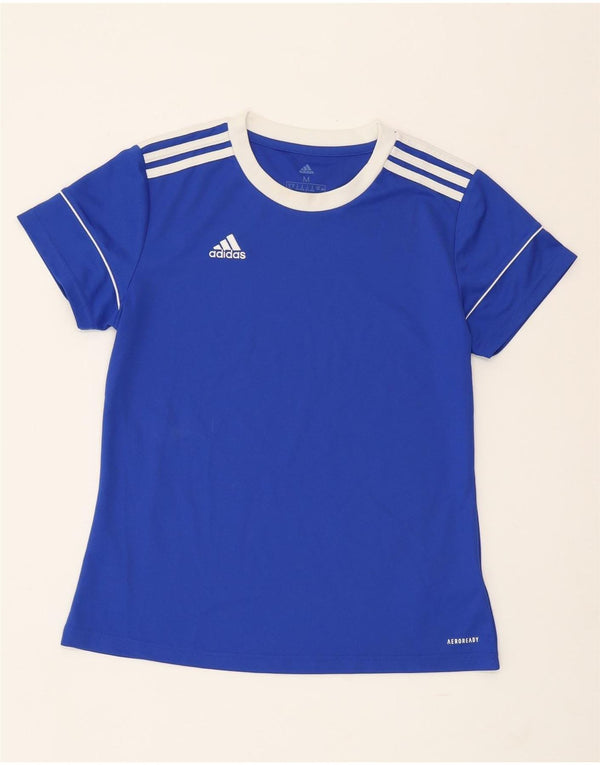 ADIDAS Womens Aeroready T-Shirt Top UK 12/14 Medium Blue Polyester