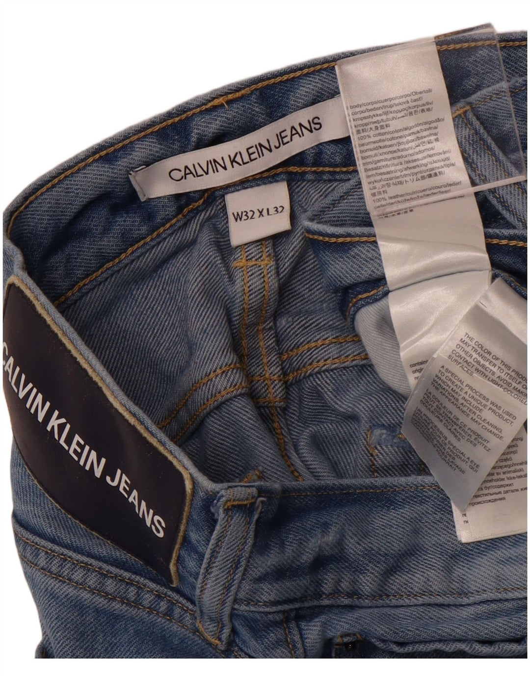 CALVIN KLEIN Mens Distressed Slim Jeans W32 L32 Blue Cotton