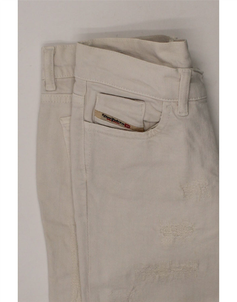 DIESEL Girls Liv Distressed Straight Jeans 13-14 Years W28 L21 White Vintage Diesel and Second-Hand Diesel from Messina Hembry 