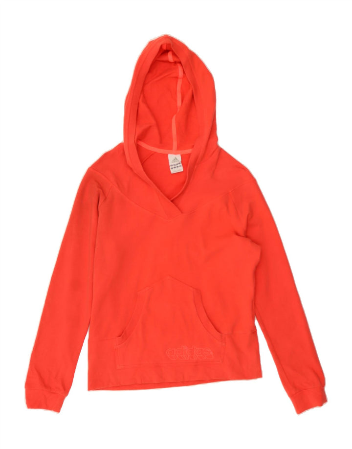 ADIDAS Womens Graphic Hoodie Jumper UK 16 Large Orange Polyester Vintage Adidas and Second-Hand Adidas from Messina Hembry 