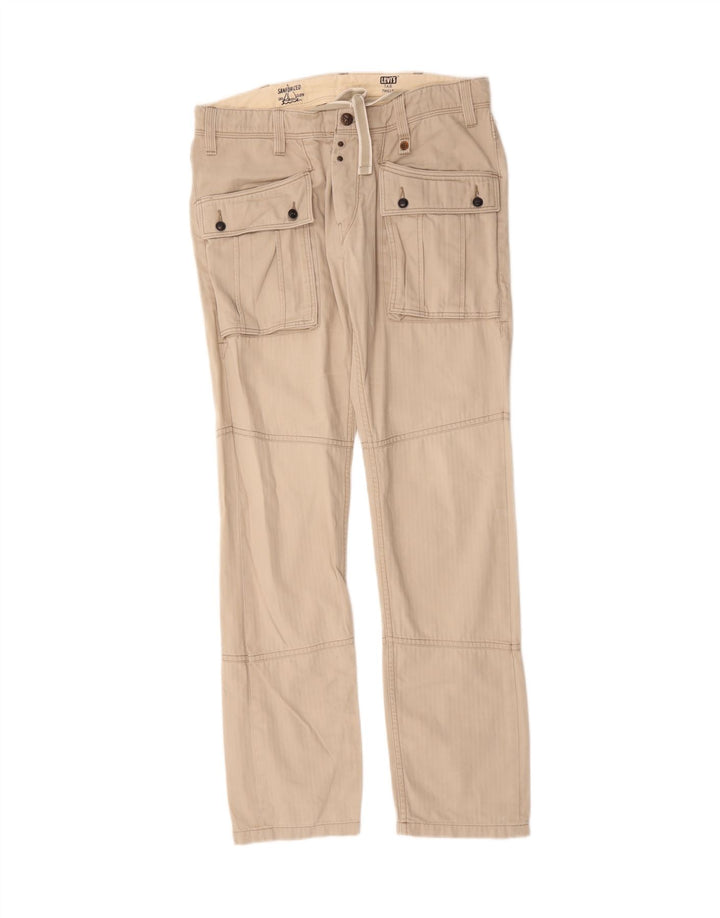 Levi's Mens Straight Cargo Trousers W33 L34 Beige Cotton