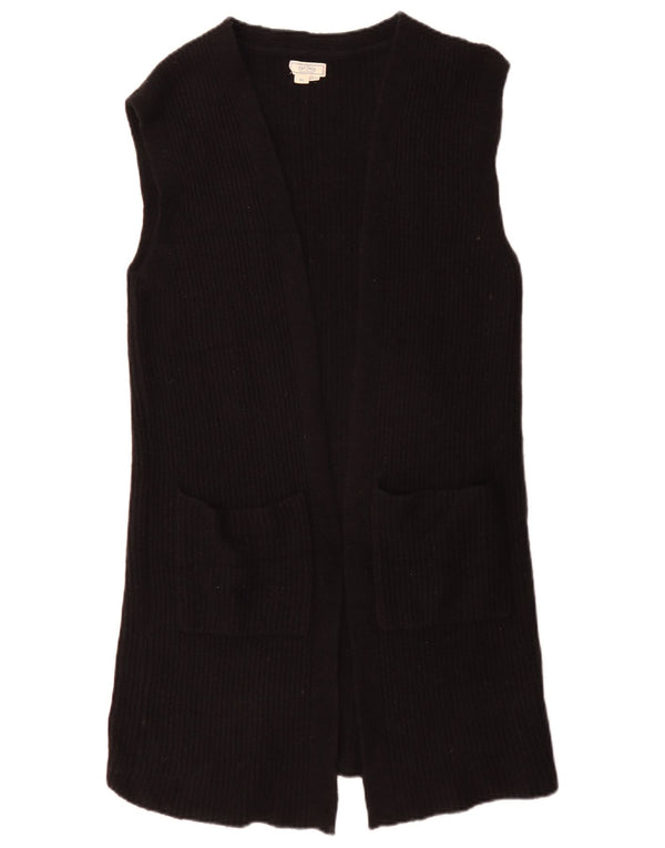 Fat Face Womens Longline Sleeveless Open Cardigan Sweater UK 6 XS Black
