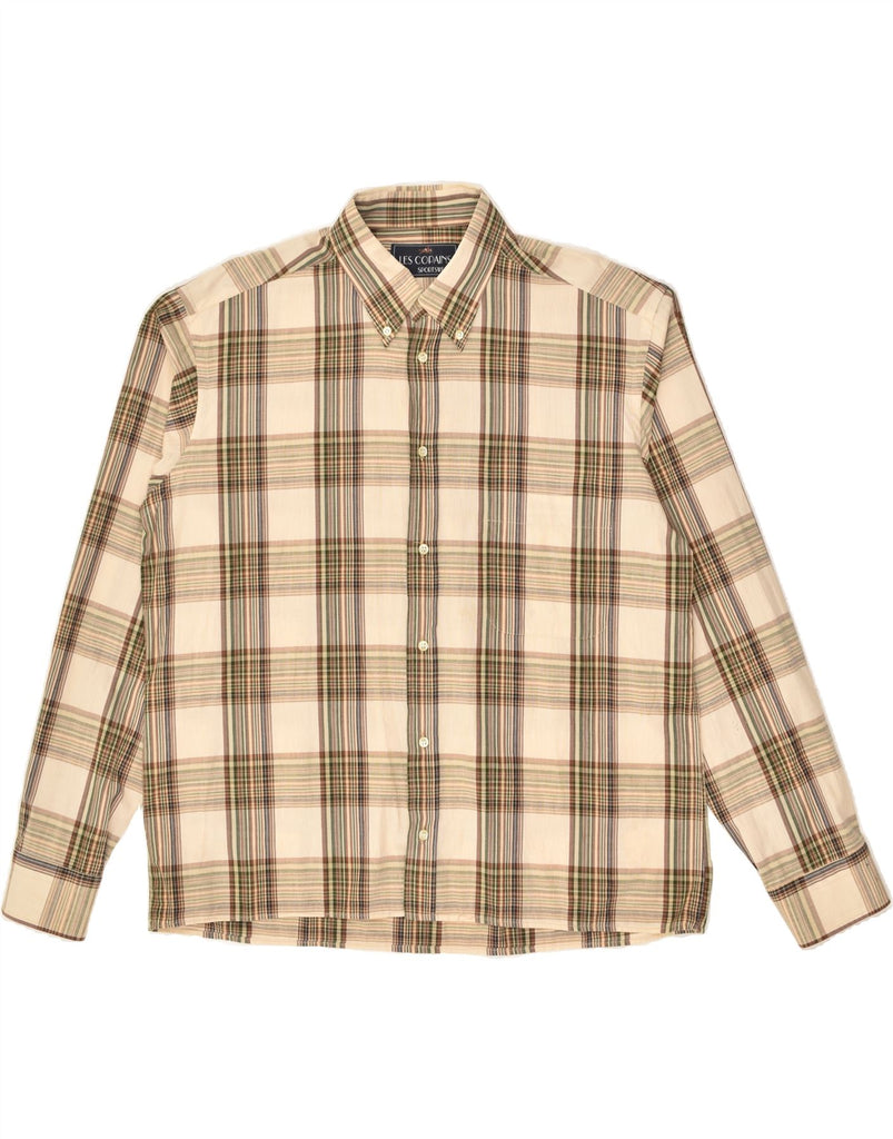 LES COPAINS Mens Shirt XL Beige Check | Vintage Les Copains | Thrift | Second-Hand Les Copains | Used Clothing | Messina Hembry 