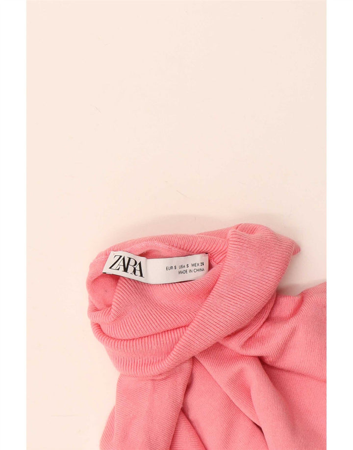 Zara Womens Roll Neck Jumper Sweater UK 10 Small Pink