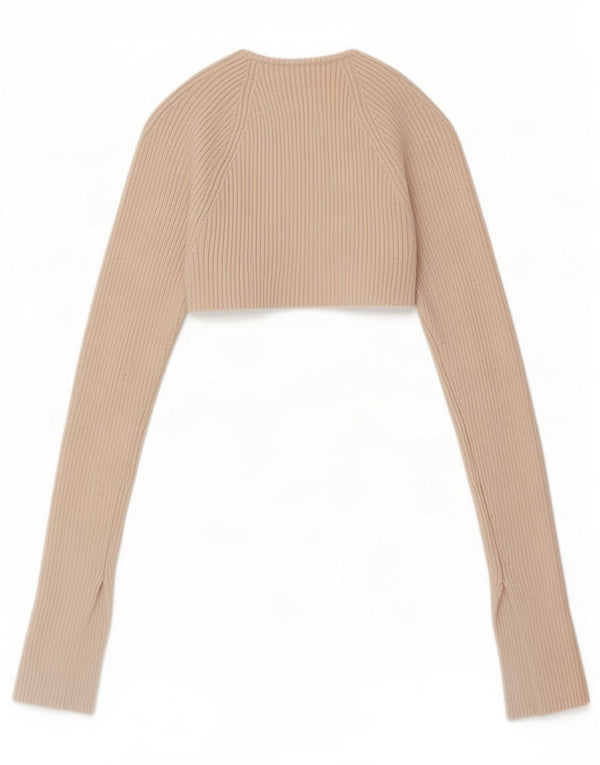 Zara Womens Bolero Top UK 8 Small Beige Viscose