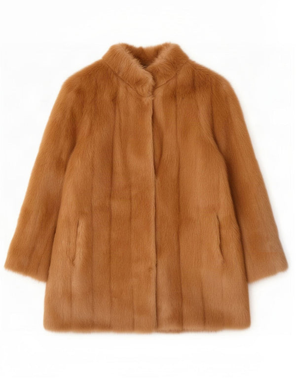 Vintage Womens Faux Fur Jacket UK 14 Large Beige Modacryl