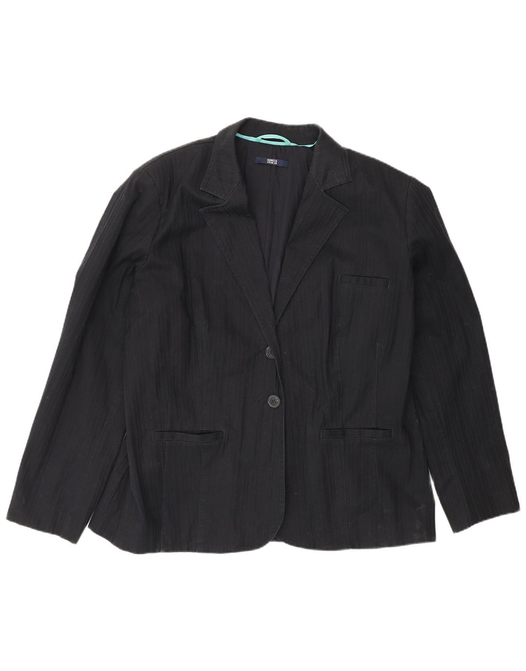 Marks & Spencer Mens 2 Button Blazer Jacket UK 22 3XL  Black Cotton