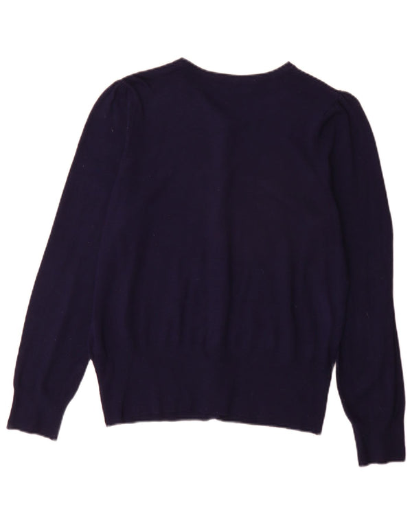 Marks & Spencer Womens Cardigan Sweater UK 14 Large Navy Blue Viscose