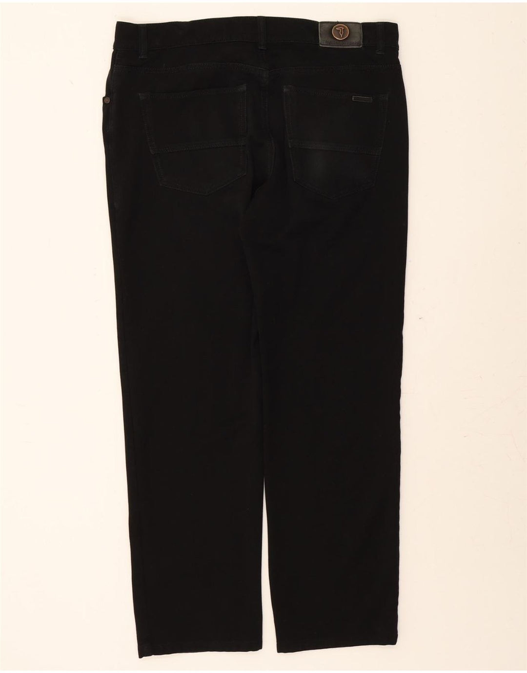 TRUSSARDI Mens Straight Casual Trousers W37 L28 Black Polyester Vintage Trussardi and Second-Hand Trussardi from Messina Hembry 