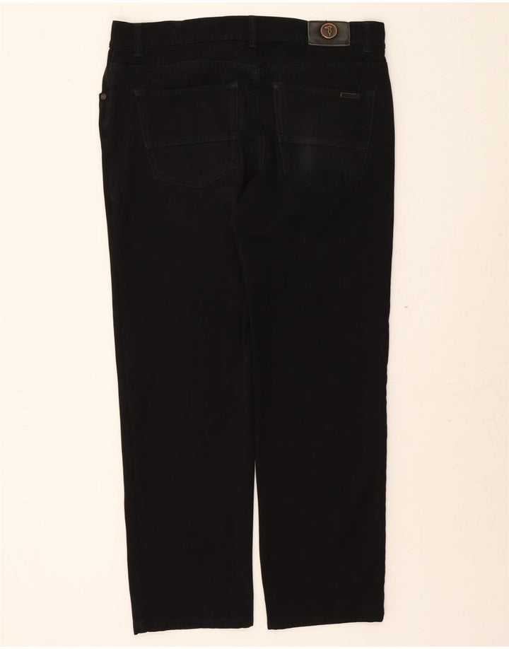 TRUSSARDI Mens Straight Casual Trousers W37 L28 Black Polyester Vintage Trussardi and Second-Hand Trussardi from Messina Hembry 