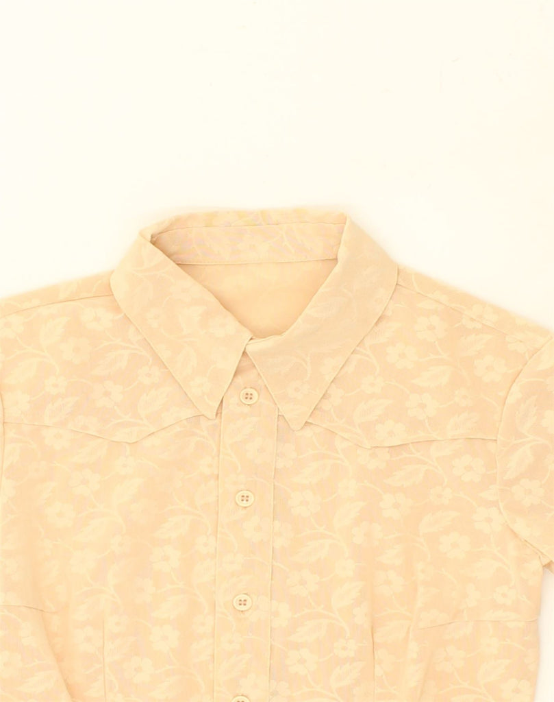 VINTAGE Womens Short Sleeve Shirt UK 10 Small Beige Floral | Vintage Vintage | Thrift | Second-Hand Vintage | Used Clothing | Messina Hembry 