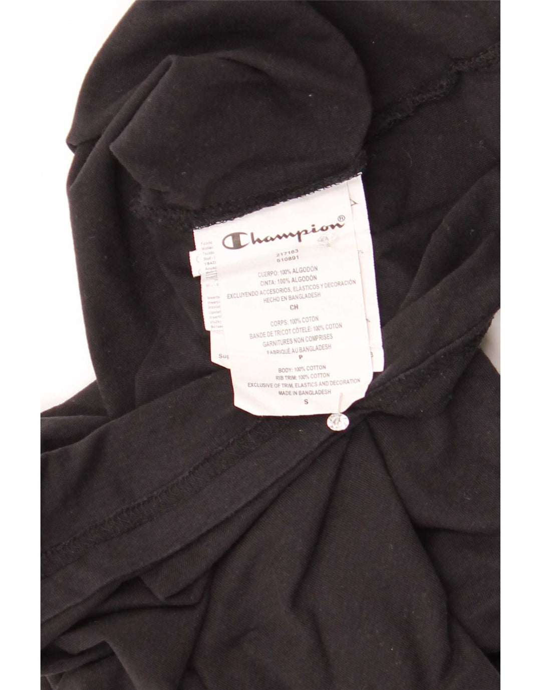 Champion Mens T-Shirt Top Small Black Cotton