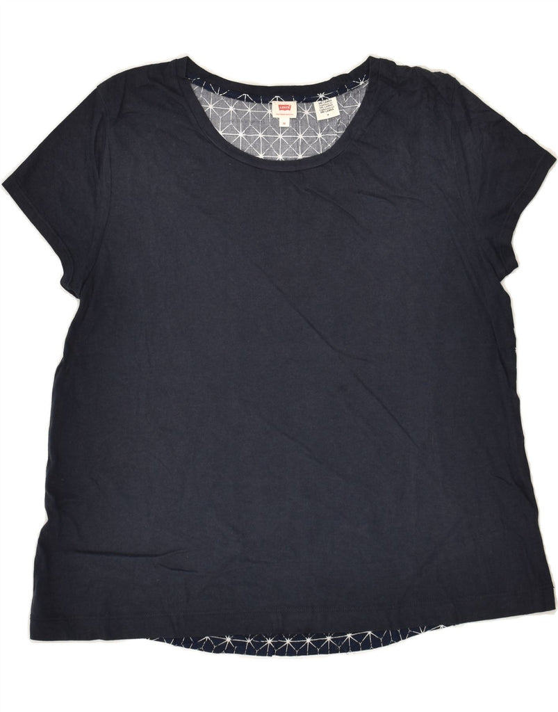 LEVI'S Womens T-Shirt Top UK 14 Medium Navy Blue | Vintage Levi's | Thrift | Second-Hand Levi's | Used Clothing | Messina Hembry 