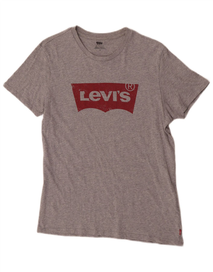 Levi's Mens Graphic T-Shirt Top Medium Grey Flecked Cotton