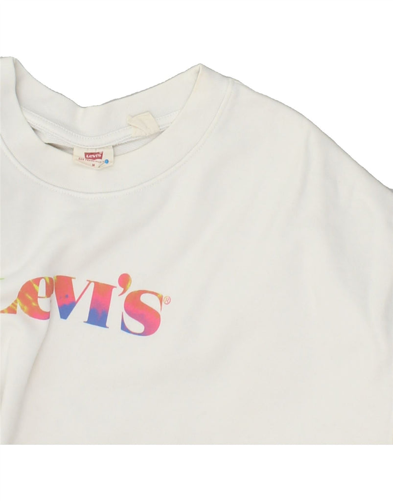 LEVI'S Womens Oversized Graphic Sweatshirt Jumper UK 14 Medium White | Vintage Levi's | Thrift | Second-Hand Levi's | Used Clothing | Messina Hembry 