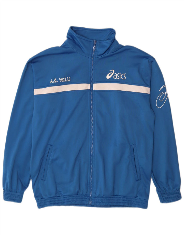 Asics Mens Graphic Tracksuit Top Jacket Medium Blue Colourblock Polyester