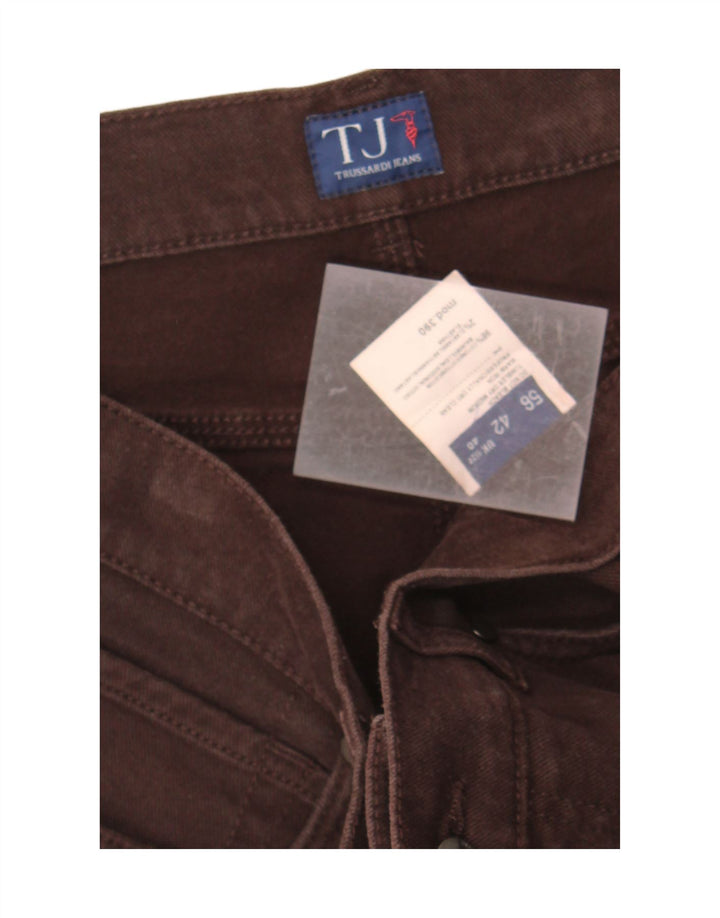 TRUSSARDI Mens Straight Casual Trousers W40 L34 Brown Cotton