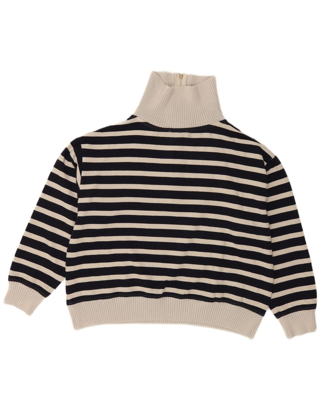 Marks & Spencer Womens Zip Neck Jumper Sweater UK 16 Large Navy Blue