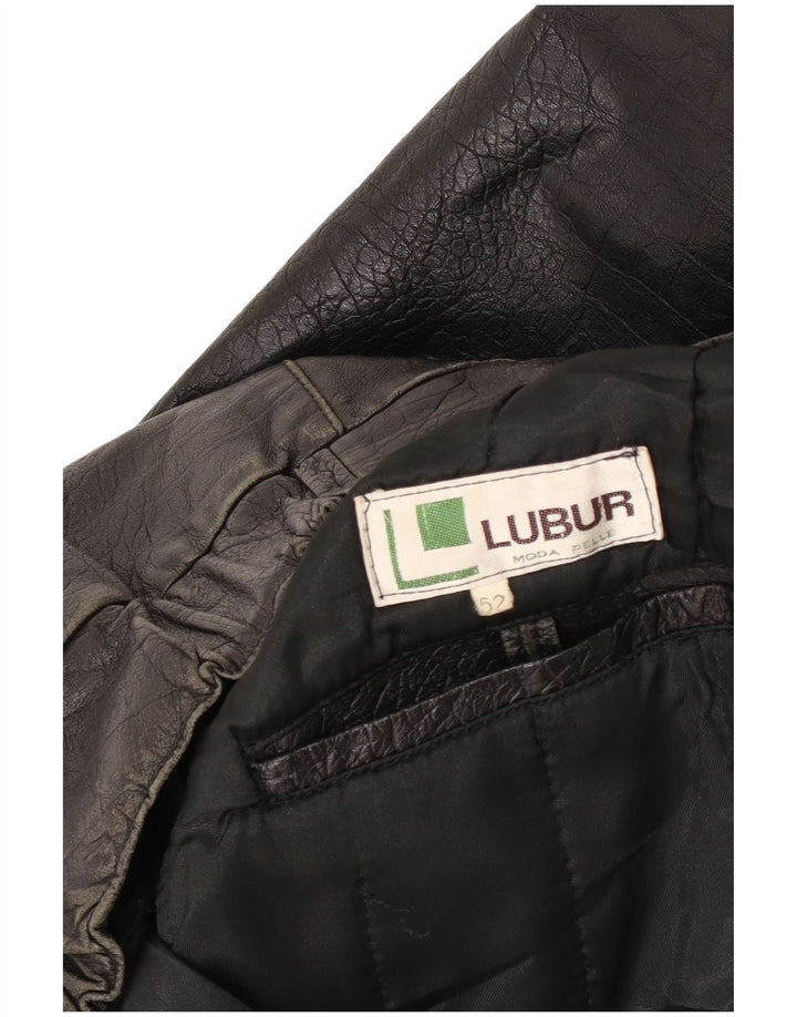 Vintage Mens Leather Jacket IT 52 XL Black Leather