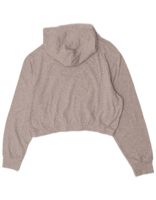 Tommy Hilfiger Womens Crop Graphic Hoodie Jumper UK 14 Medium Grey Flecked