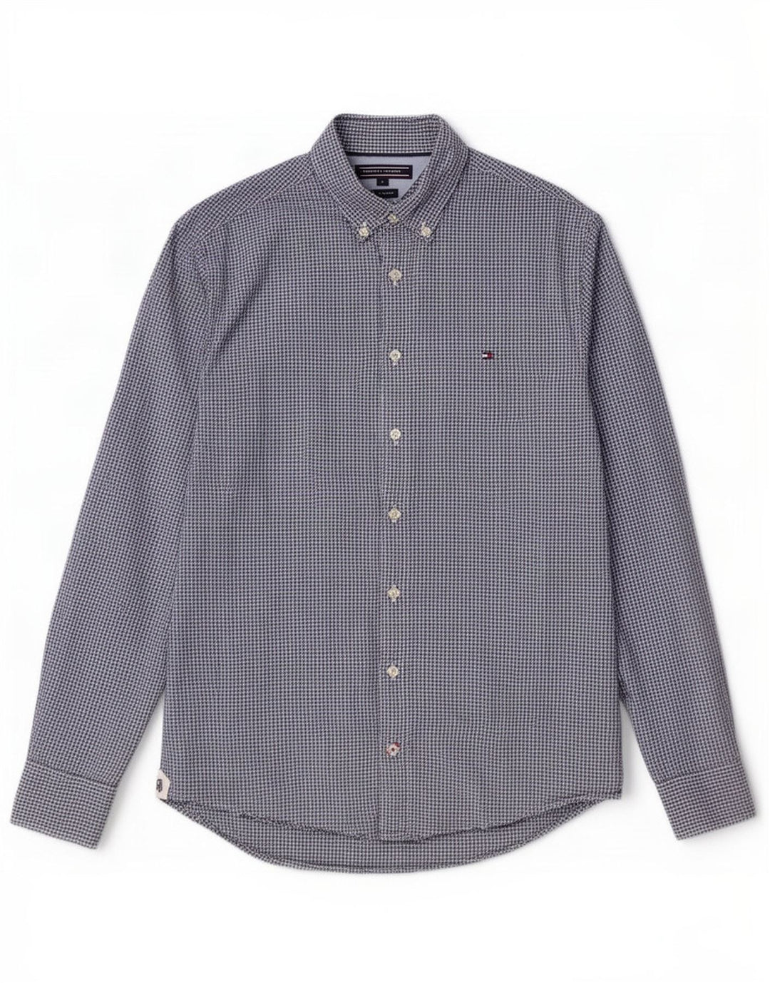 Tommy Hilfiger Mens Shirt Small Navy Blue Gingham Cotton
