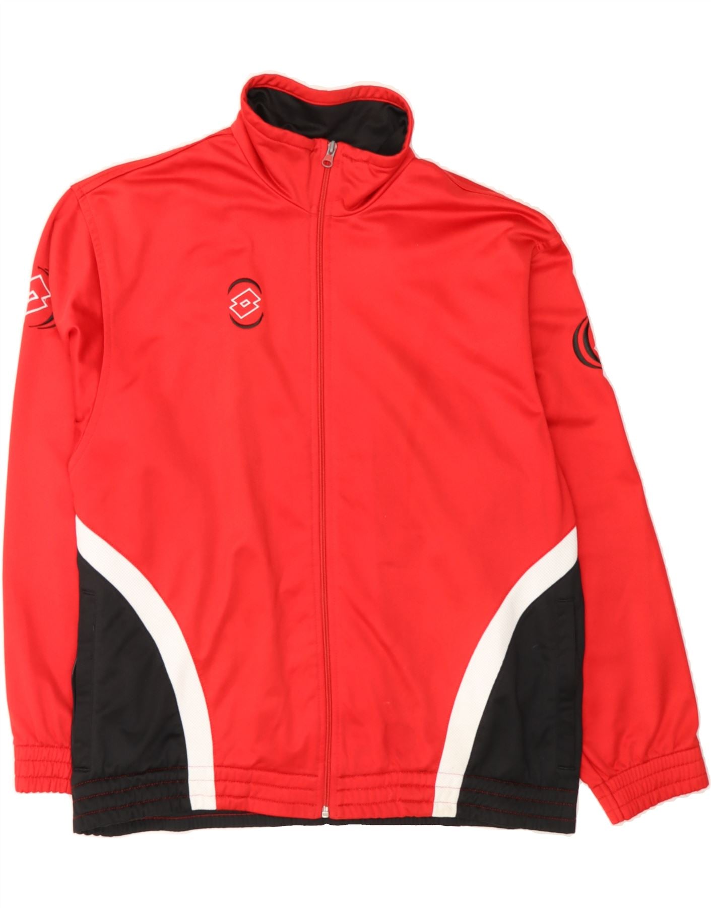LOTTO Mens Tracksuit Top Jacket Large Red Colourblock Vintage