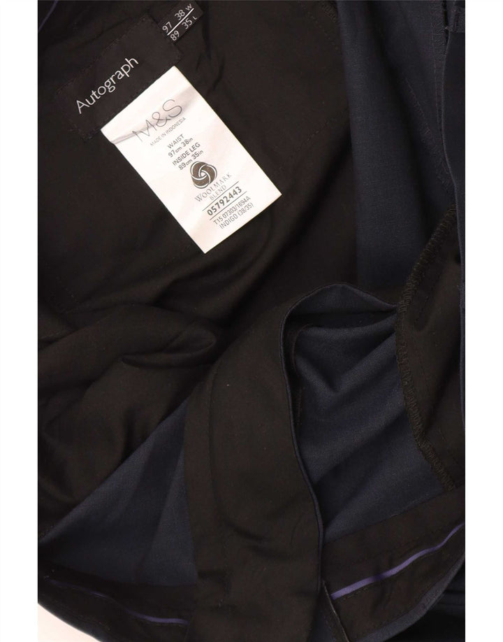 Marks & Spencer Mens Autograph Straight Suit Trousers W38 L35 Navy Blue