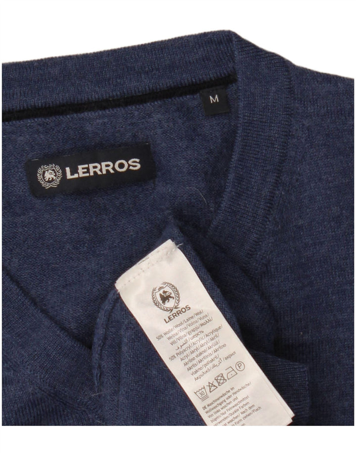 Lerros Mens V-Neck Jumper Sweater Medium Navy Blue Wool