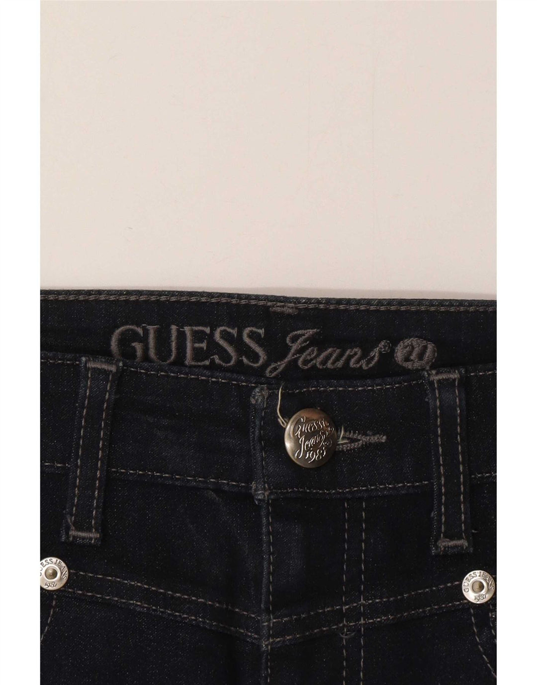 Guess Womens Denim Skirt W28 Medium Navy Blue Cotton