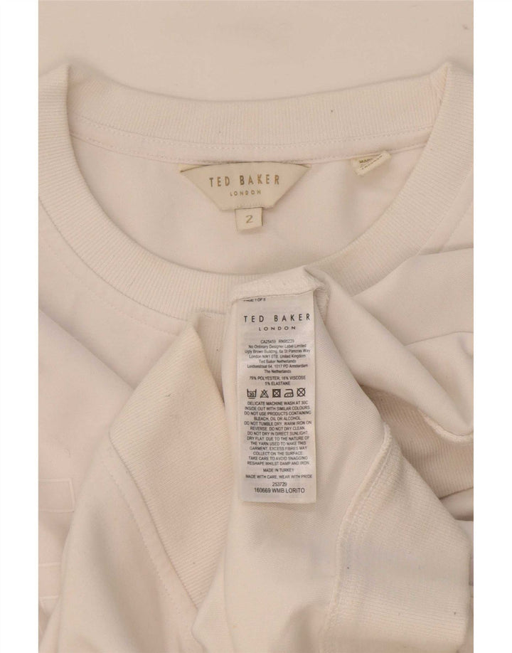 Ted Baker Womens Oversized Sweatshirt Jumper Size 2 Small White Polyester