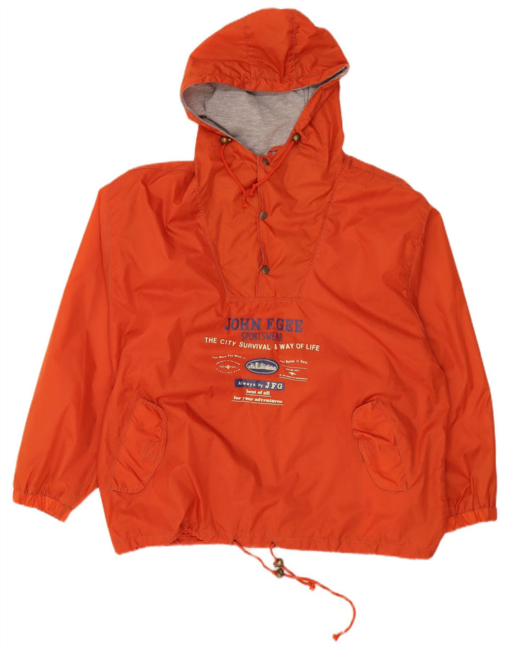 JOHN F GEE Mens Graphic Hooded Anorak Jacket EU 56 3XL Orange Polyamide