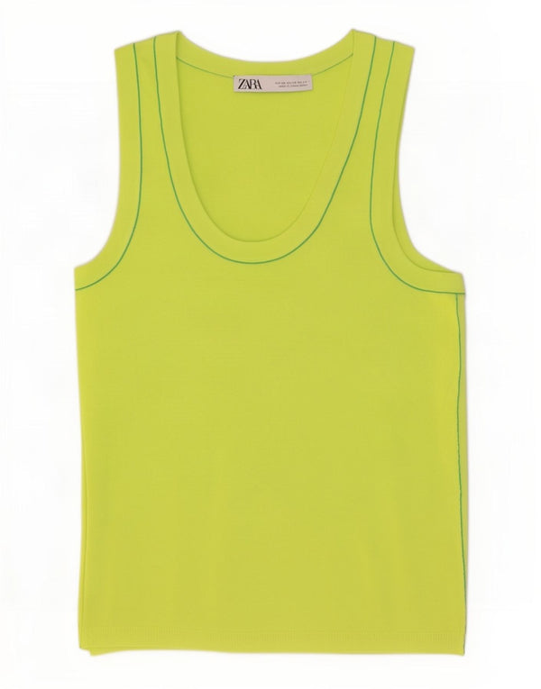 Zara Womens Crop Vest Top UK 4 XS Green Viscose