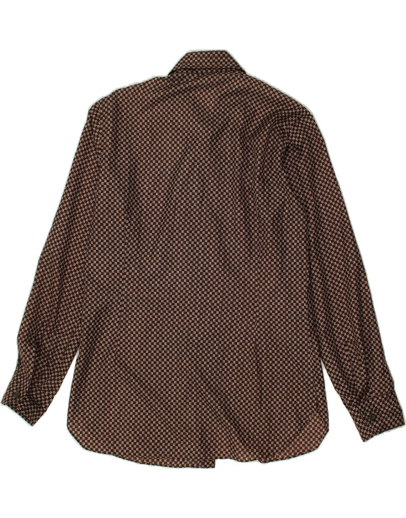 VINTAGE Mens Shirt Medium Brown Geometric Polyamide | Vintage Vintage | Thrift | Second-Hand Vintage | Used Clothing | Messina Hembry 