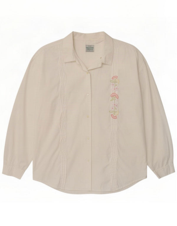 Benetton Womens Shirt UK 14 Medium White Floral