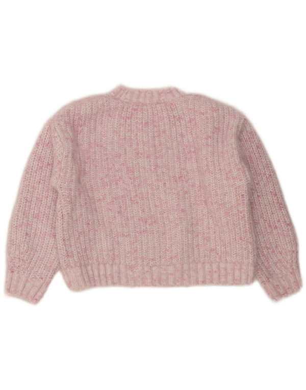 Marks & Spencer Girls Crew Neck Jumper Sweater 11-12 Years Pink Flecked
