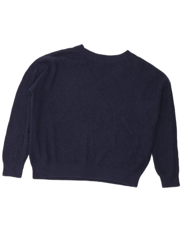 Marks & Spencer Womens V-Neck Jumper Sweater UK 14 Medium Navy Blue