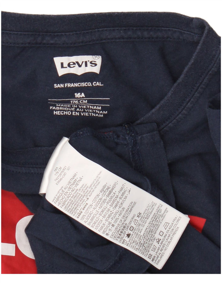 Levi's Boys Graphic Top Long Sleeve 15-16 Years Navy Blue Cotton
